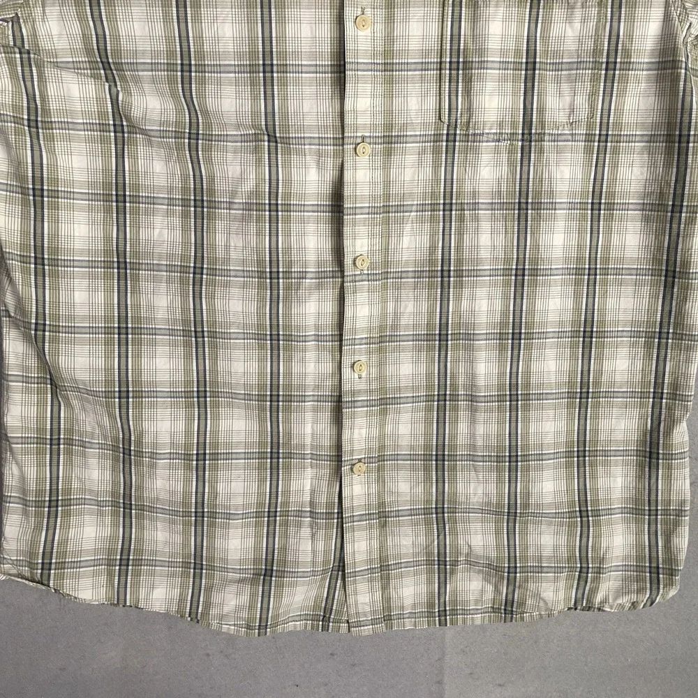 Timberland Casual Button Front Shirt Men Medium Beige Plaid Long Sleeve‎